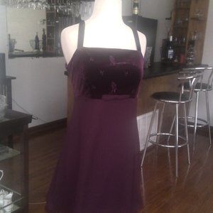 CDC PETITES PLUM COLORED WITH VELVET BODICE MINI PARTY DRESS-8